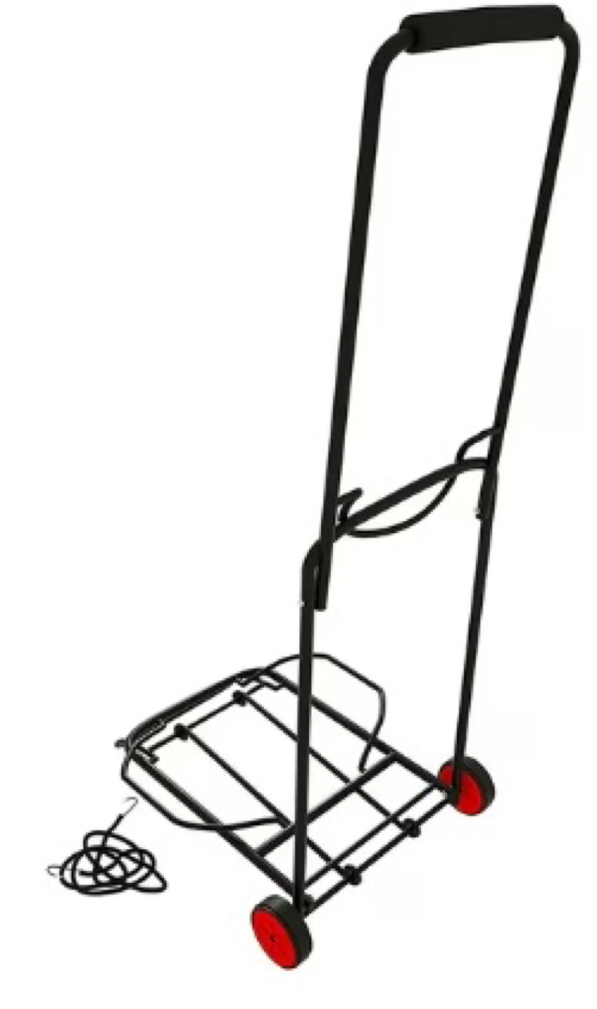 Black Folding Shopping Cart with Red Wheels
