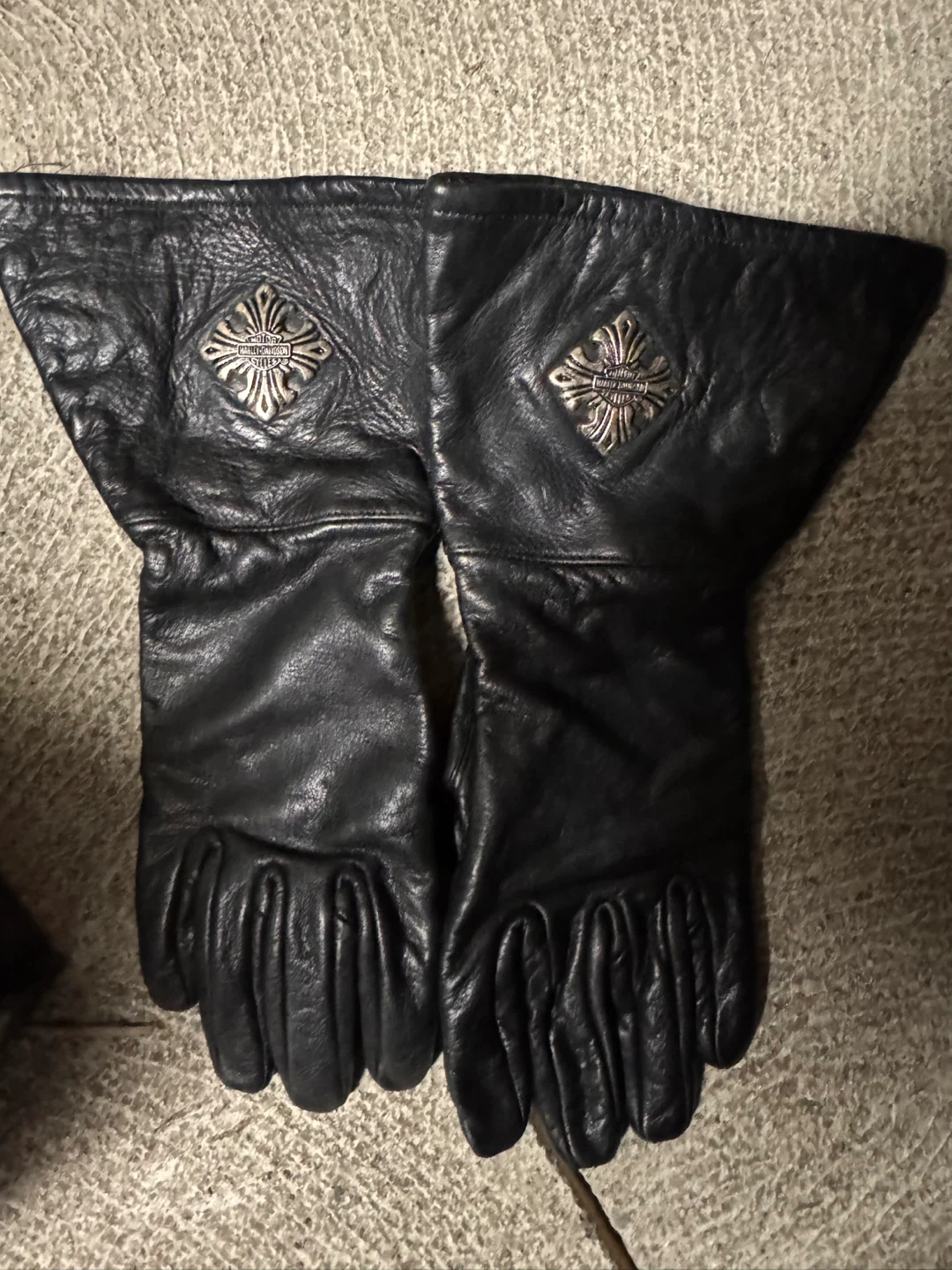 Harley-Davidson Black Leather Gloves - Size S