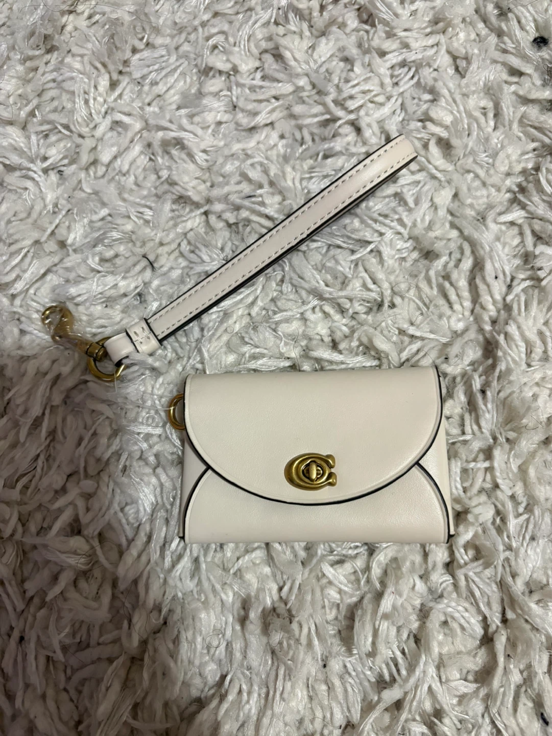 Coach Cream Leather Card Case with Wristlet