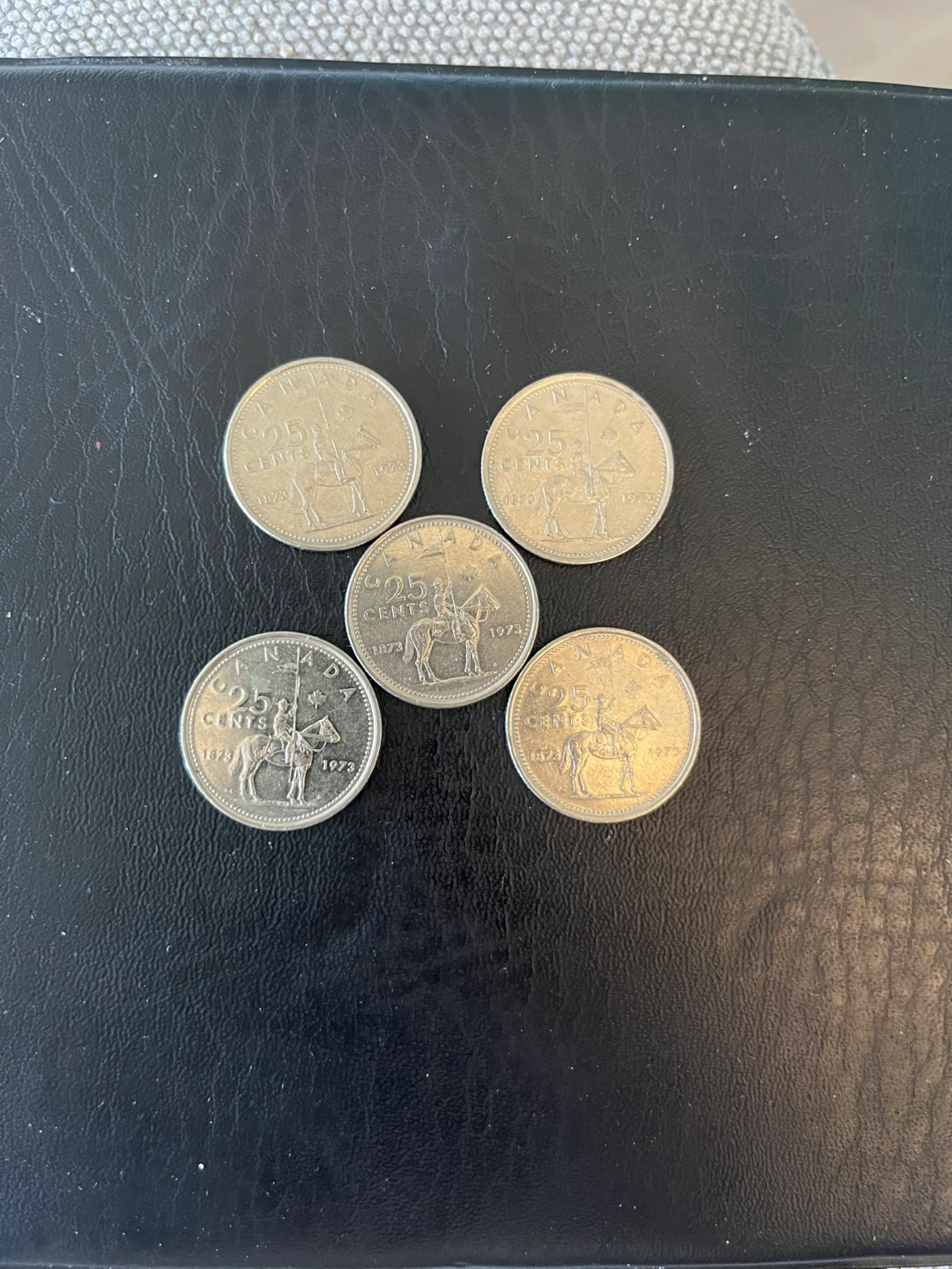 Police Men horses 5 x 1973 Canadian 25 Cent Coins - photo 5