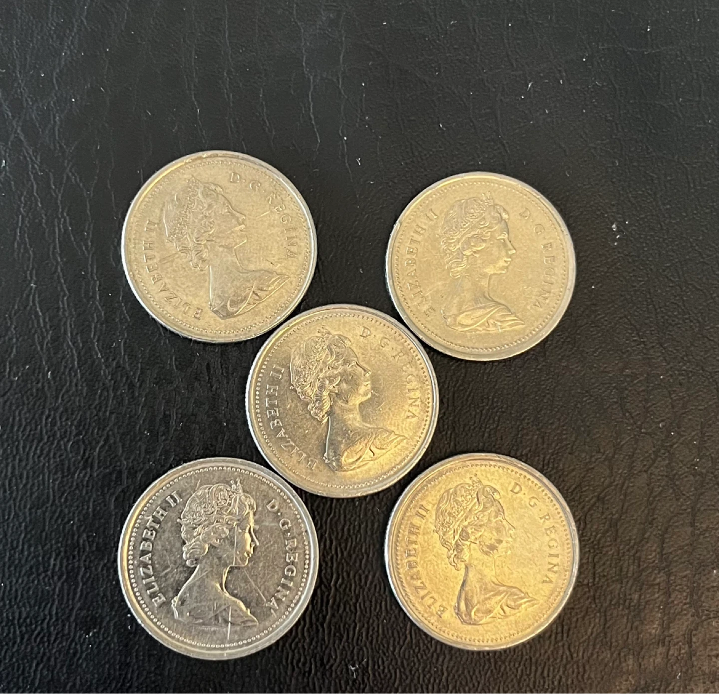 Police Men horses 5 x 1973 Canadian 25 Cent Coins - photo 2