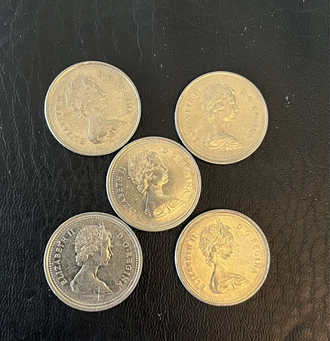 Police Men horses 5 x 1973 Canadian 25 Cent Coins - photo 3