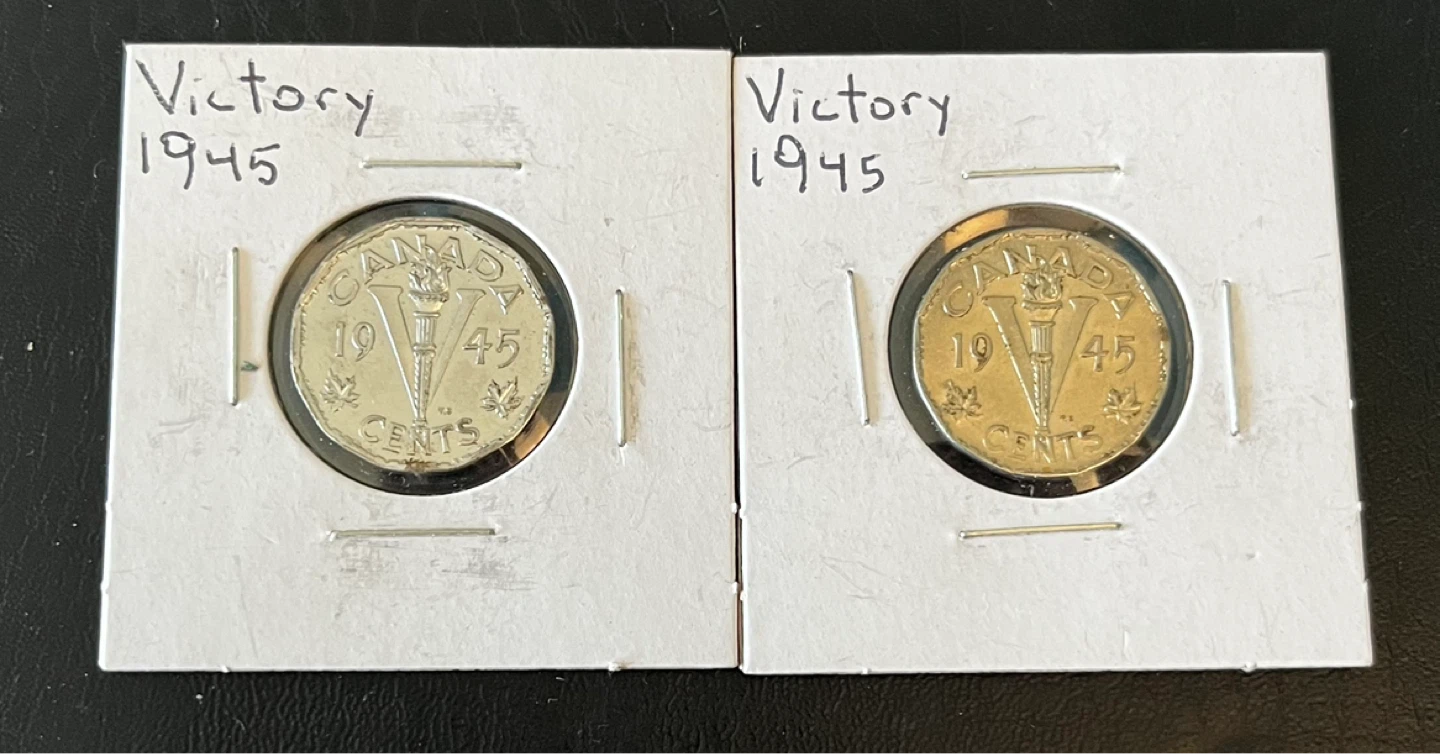 WW-2 1944- 1945 Canadian Victory Nickels
