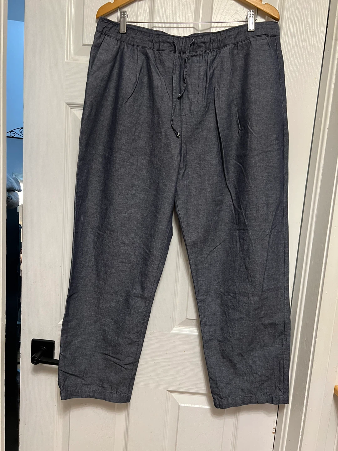 ZARA XL Blue Linen Blend Drawstring Pants