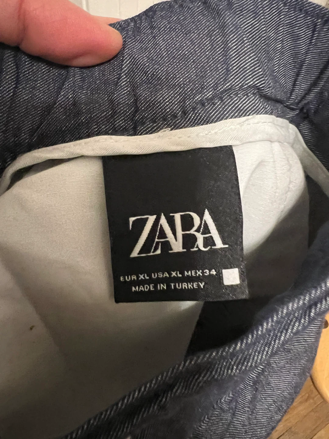 ZARA XL Blue Linen Blend Drawstring Pants - photo 2