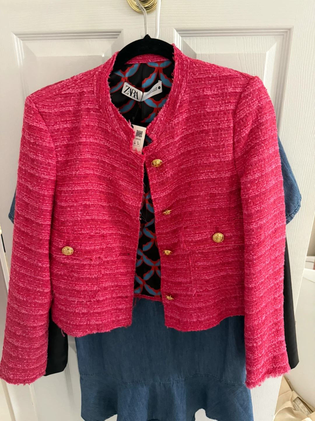 Zara Pink Tweed Jacket - Size M - photo 2