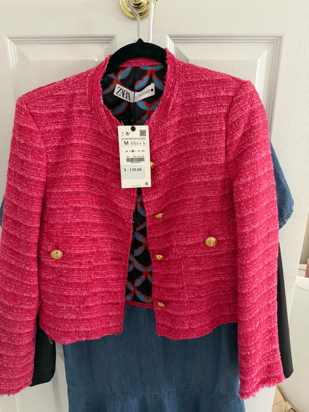 Zara Pink Tweed Jacket - Size M