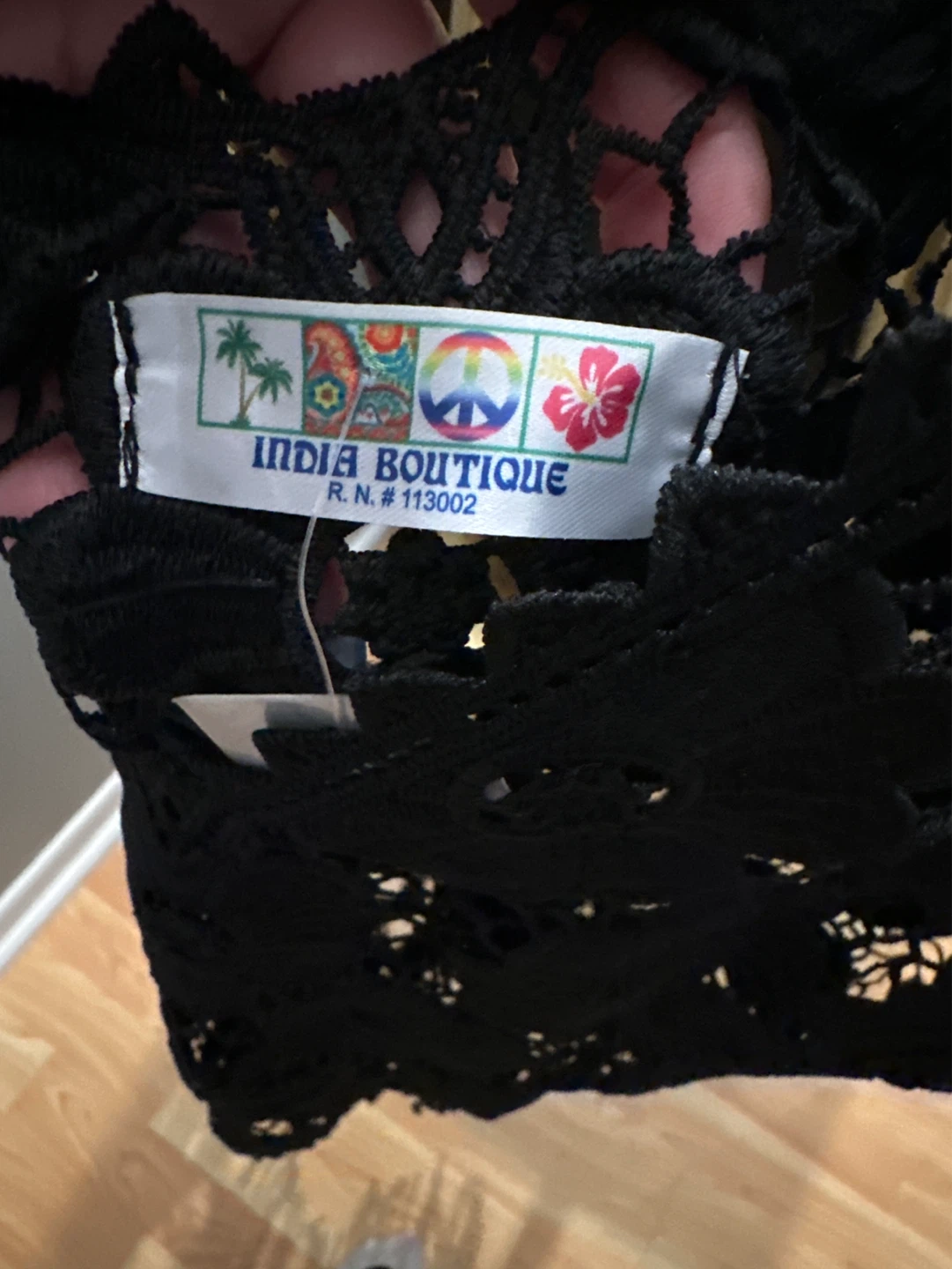 India Boutique Black Lace Fringe Crop Top OS - photo 4