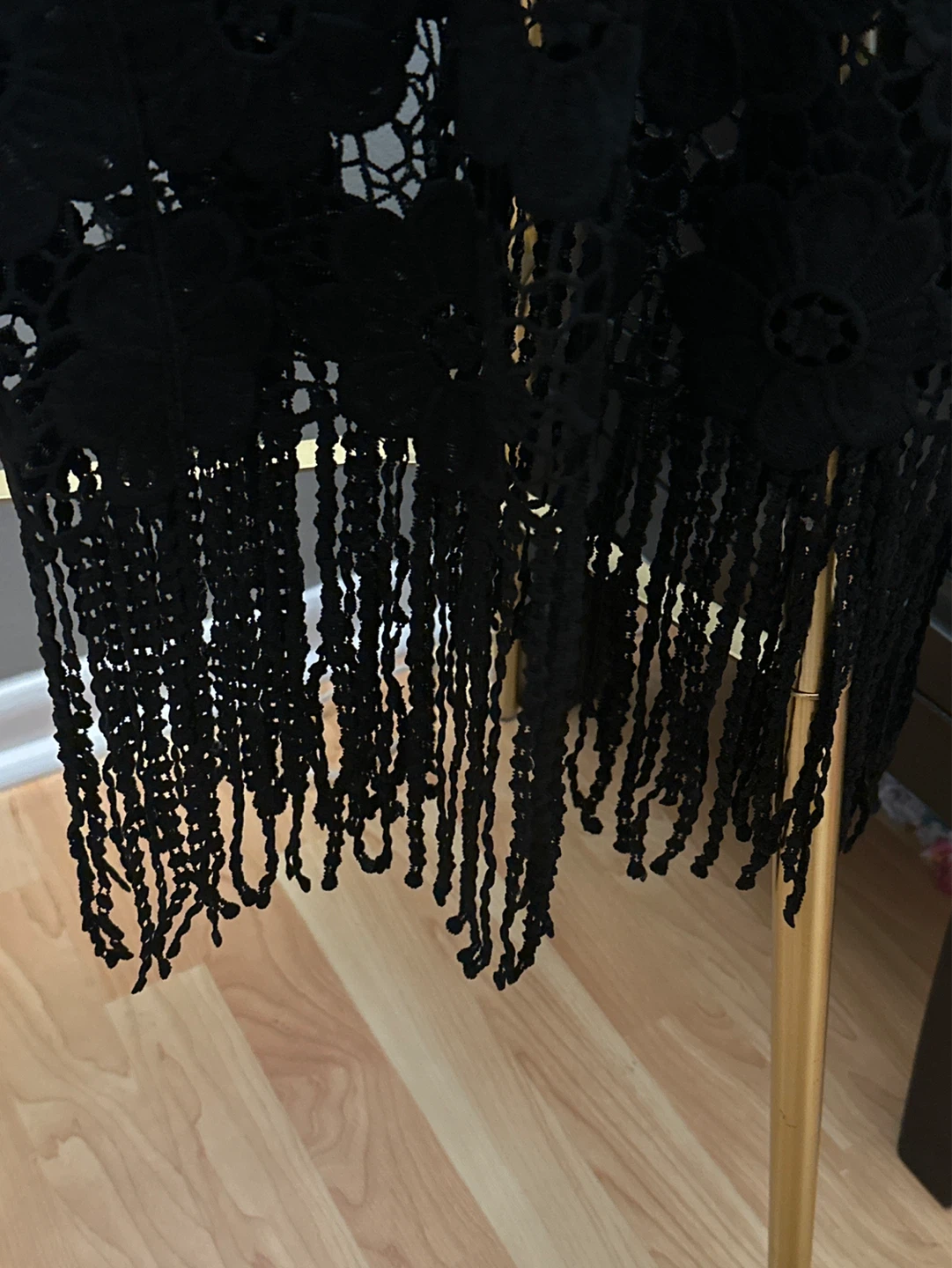 India Boutique Black Lace Fringe Crop Top OS - photo 3