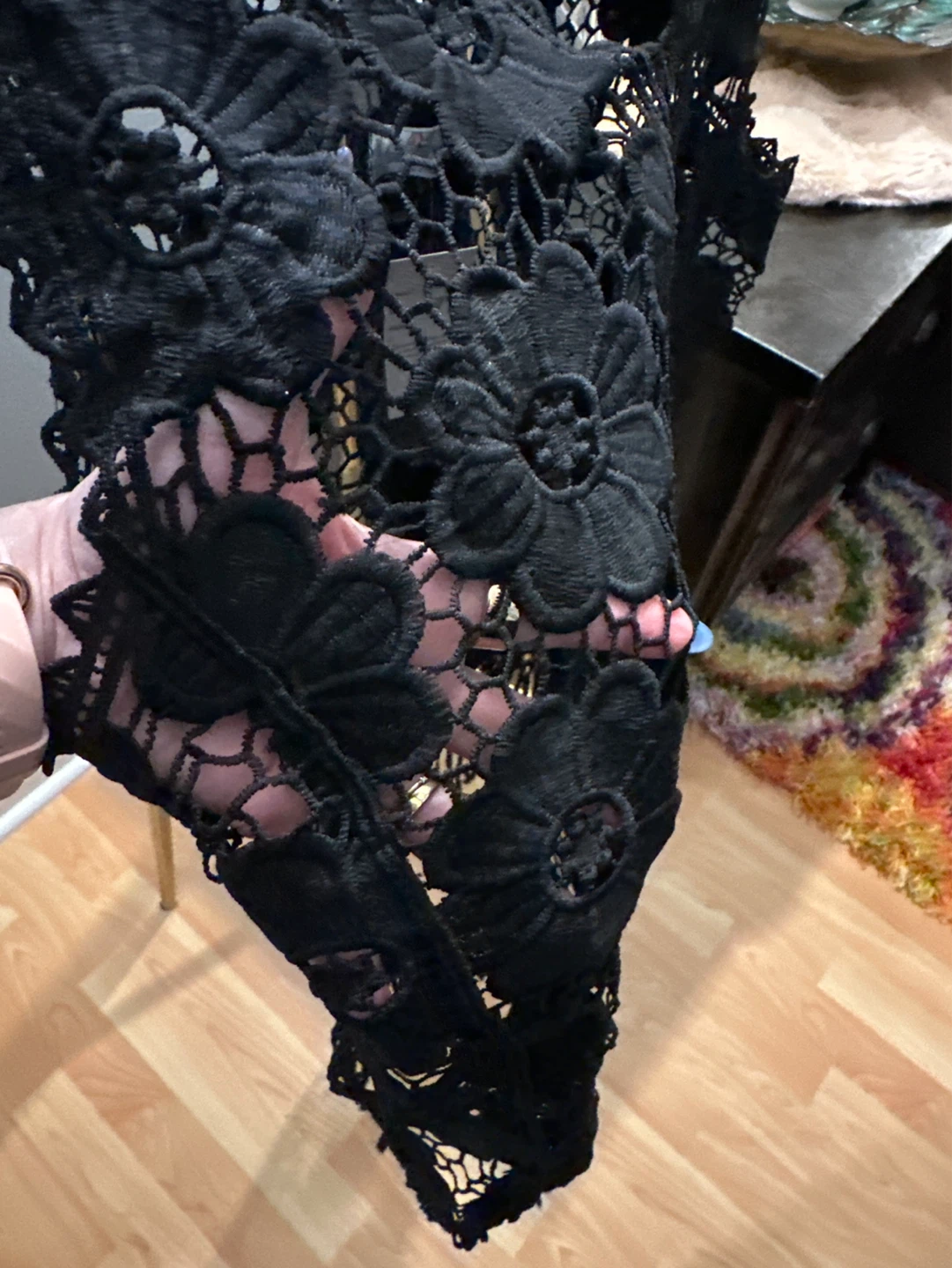 India Boutique Black Lace Fringe Crop Top OS - photo 2