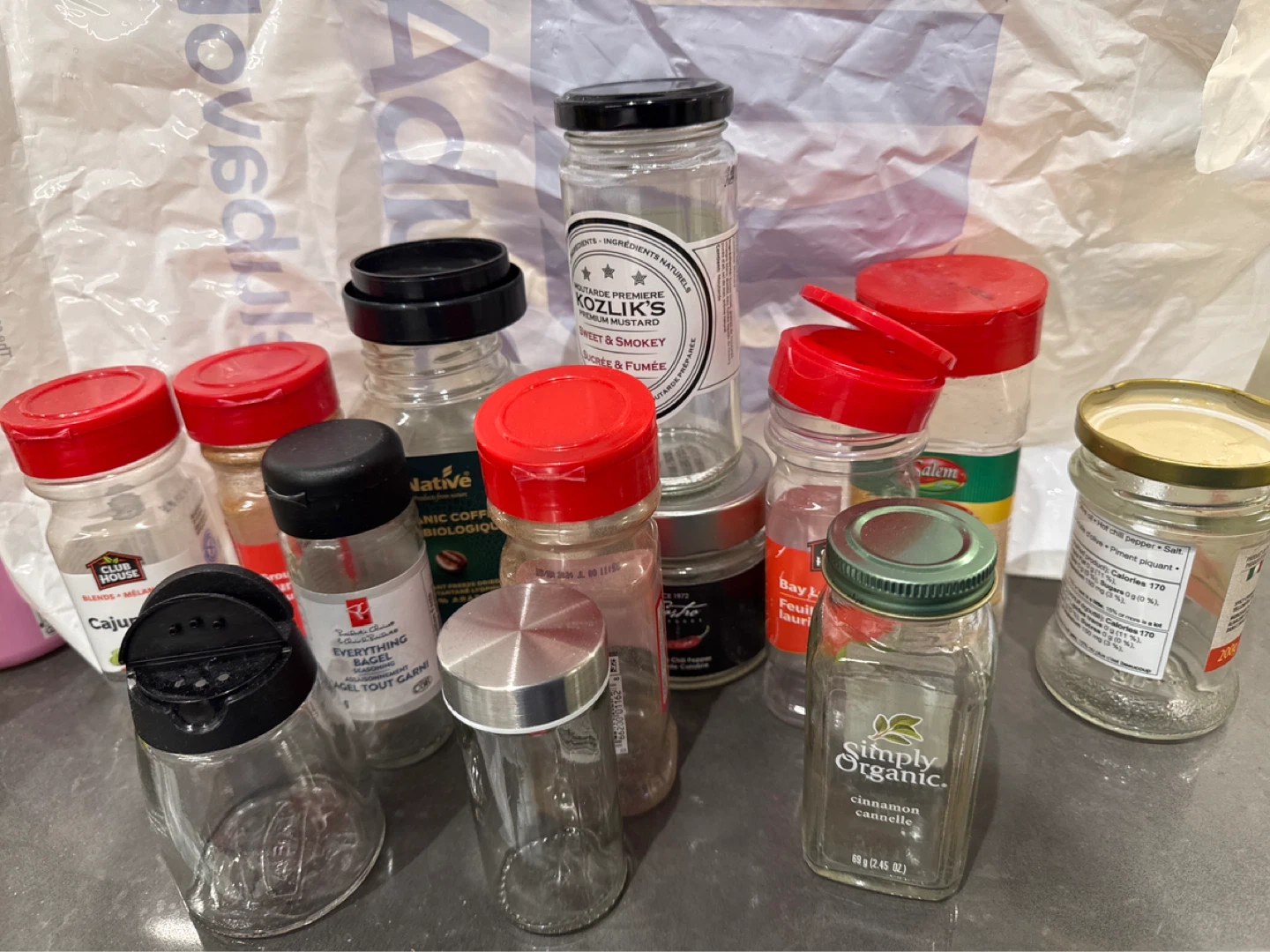 Assorted Empty Spice Jars