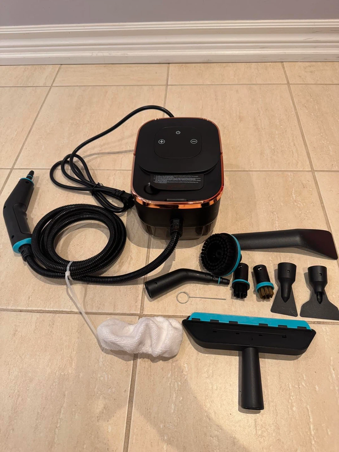 Black and Rose Gold Steam Cleaner with Accessories