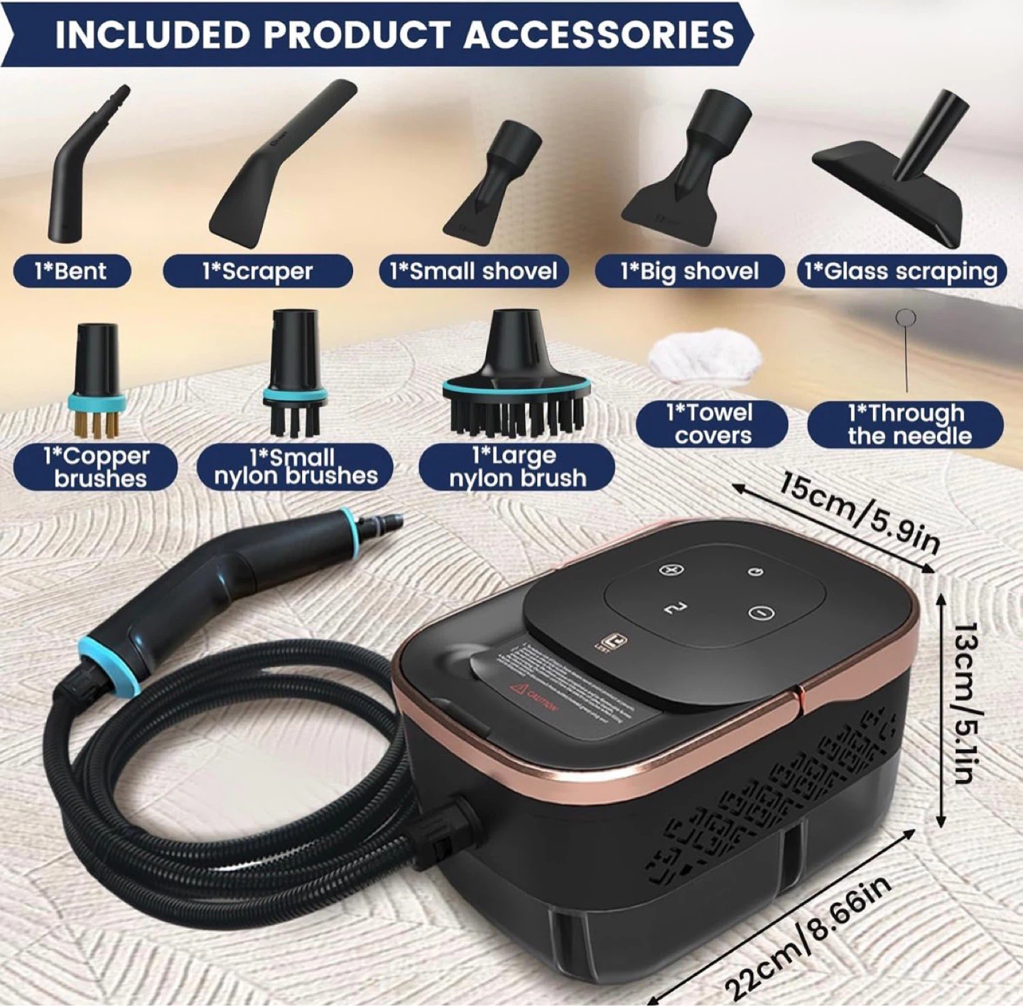 Black and Rose Gold Steam Cleaner with Accessories - photo 3