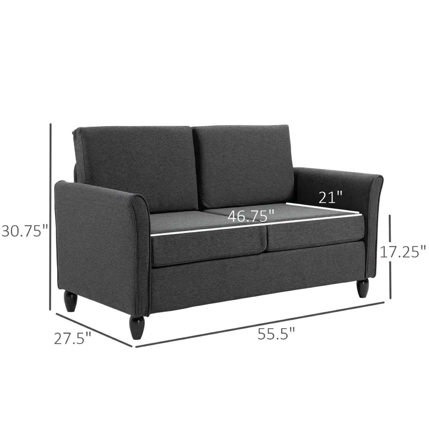 Dark Grey Loveseat Sofa - photo 2