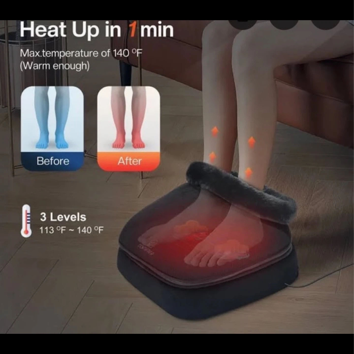 Comfier Ultra-Soft Plush Shiatsu Electric Foot Warmer - photo 2