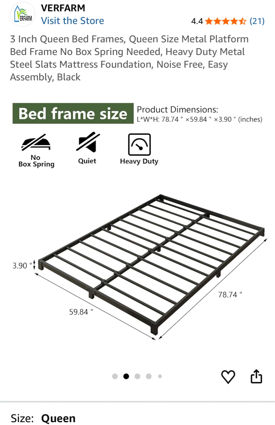 VERFARM Queen Size Metal Bed Frame - photo 2