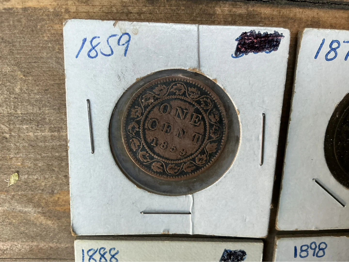 4 Antique Canadian One Cent Coins - 1859-1876-1888-1889 ! - photo 2