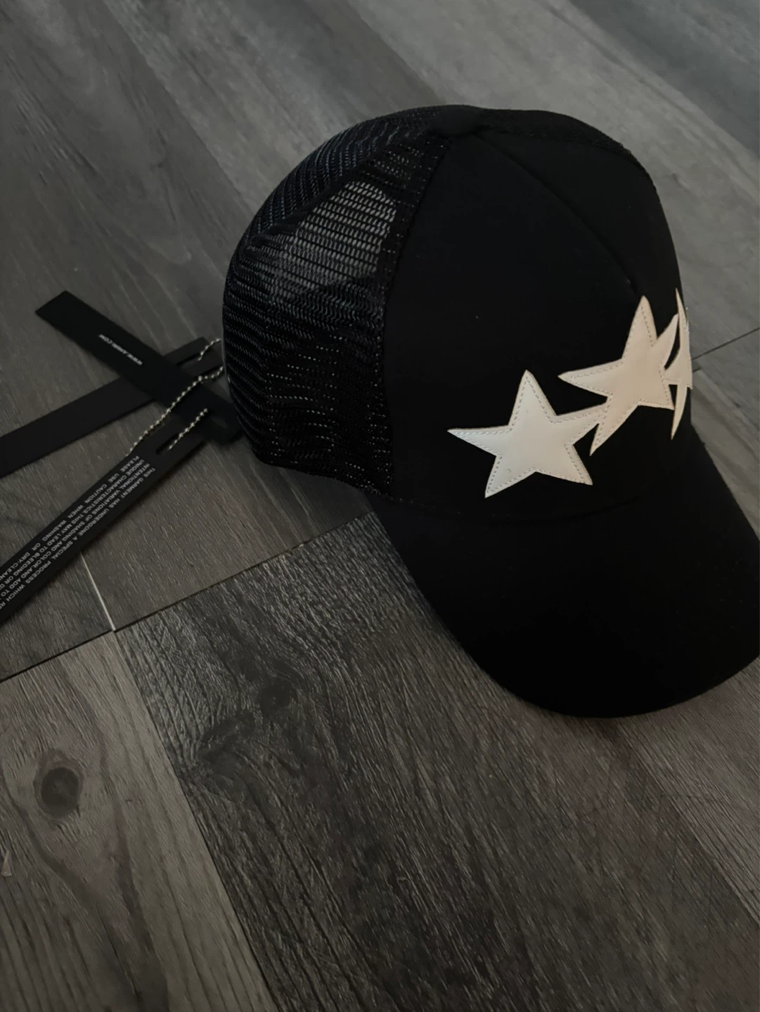 AMIRI Black Trucker Hat with White Stars
