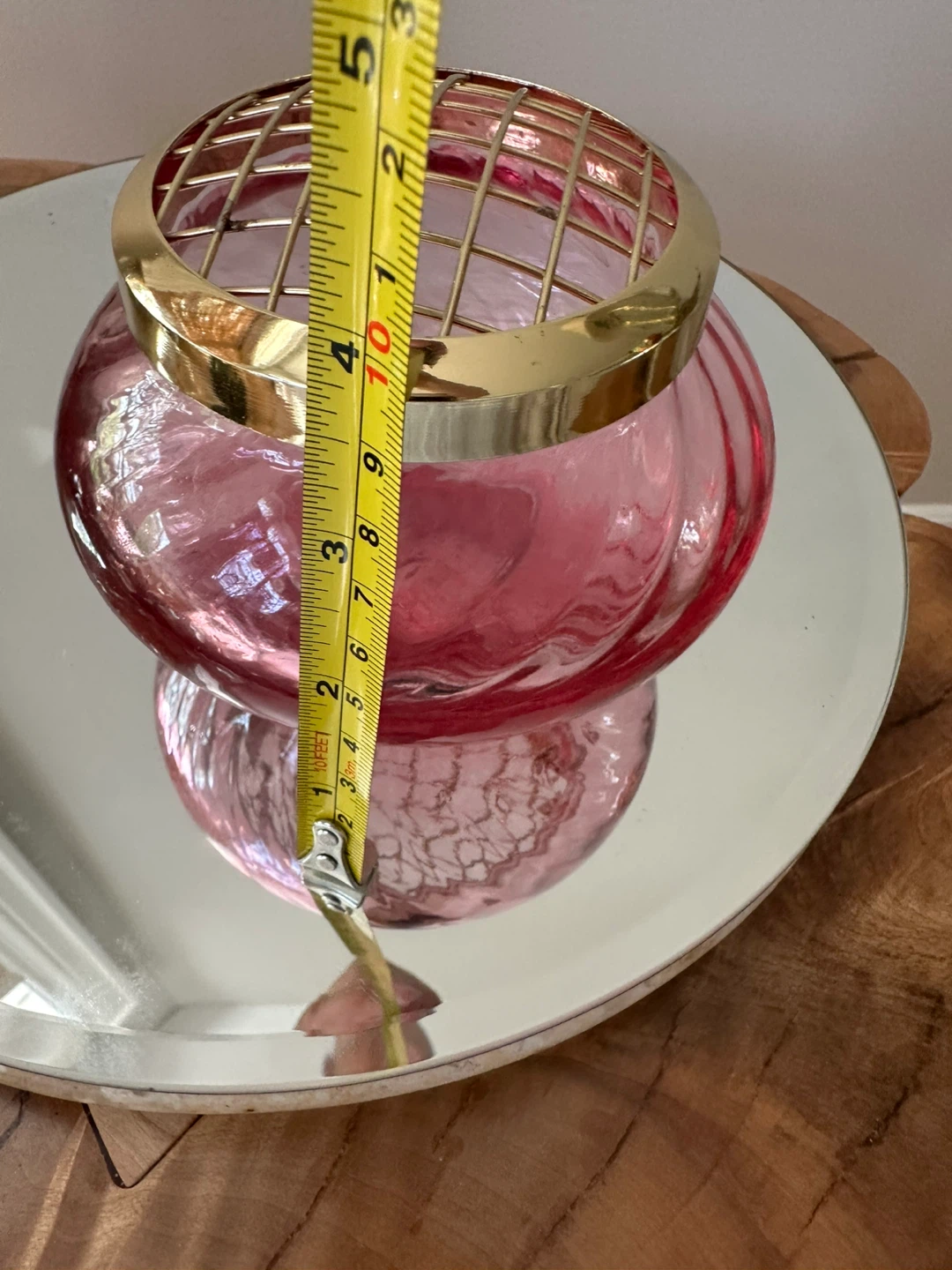 Pink Glass Flower Frog Vase - photo 4