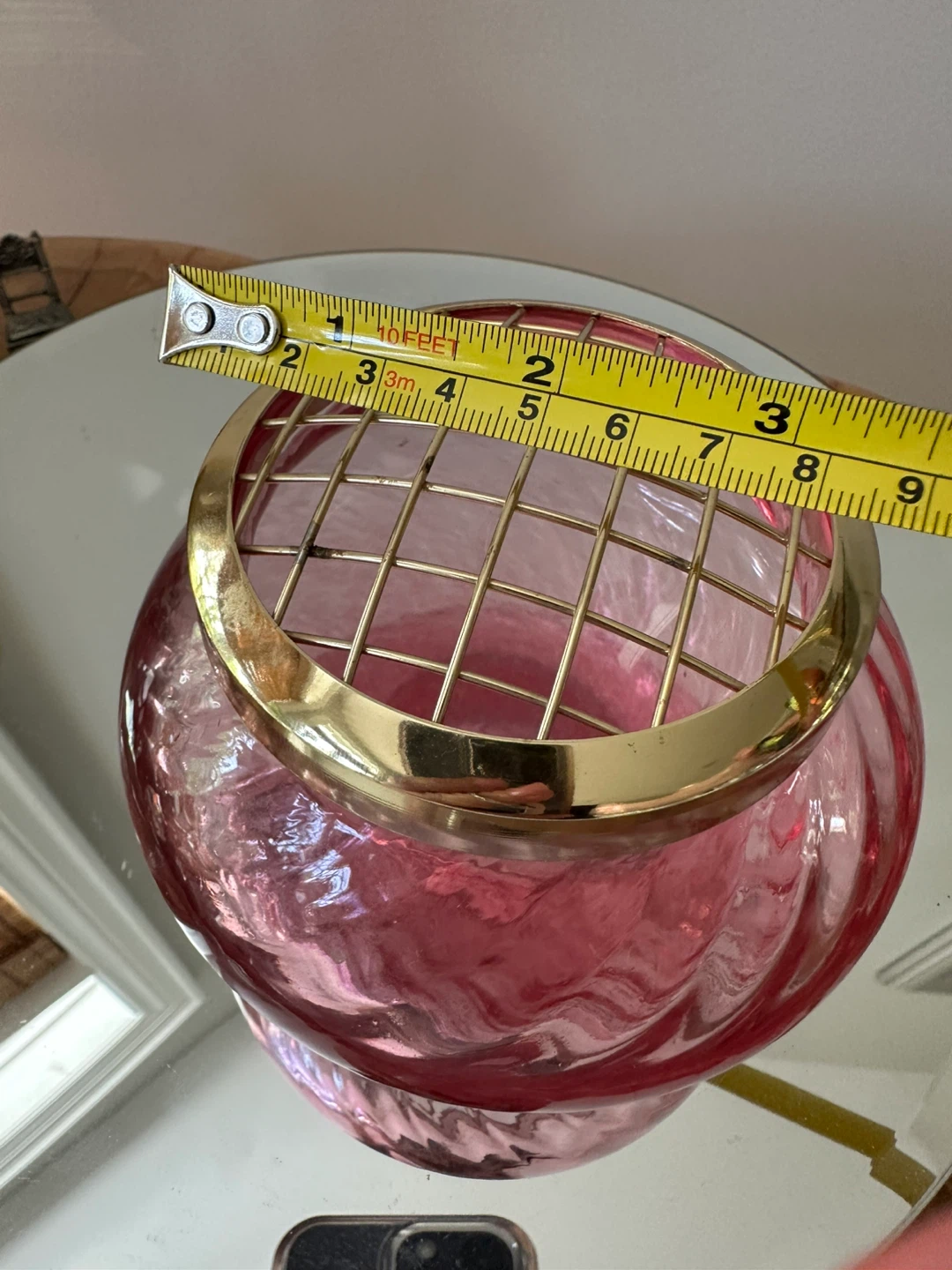 Pink Glass Flower Frog Vase - photo 3