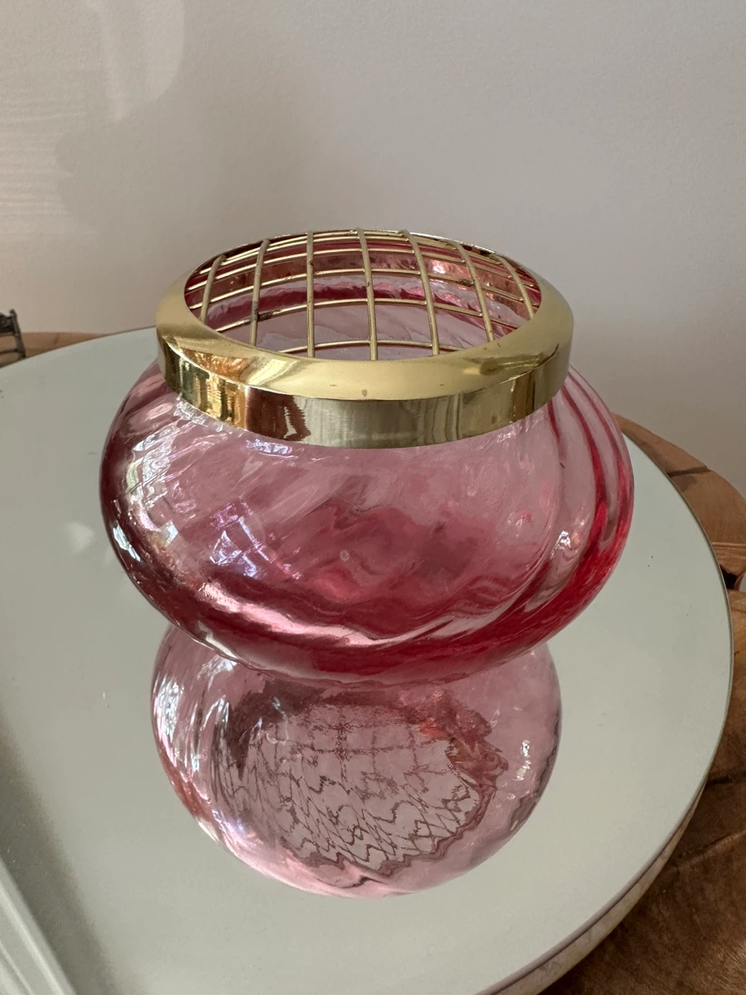 Pink Glass Flower Frog Vase - photo 2
