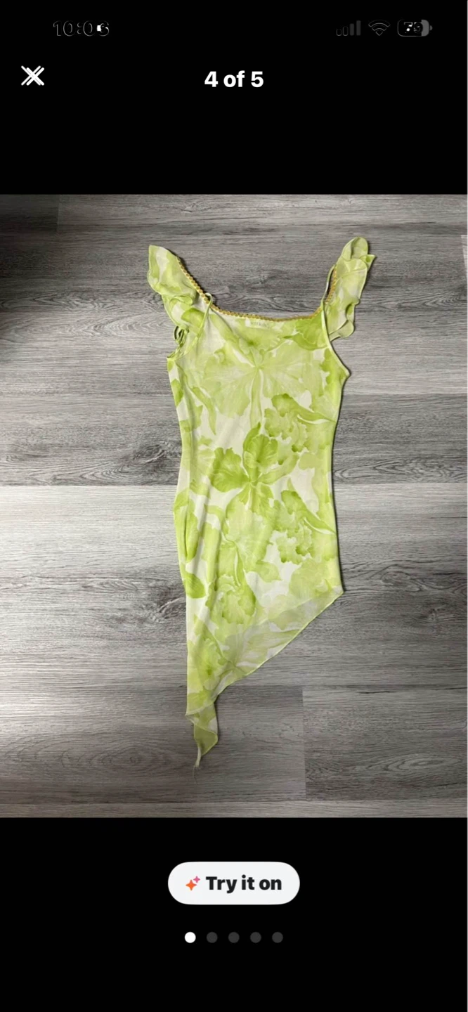 Vitrin Green Floral Print Sheer Mini Dress - photo 5