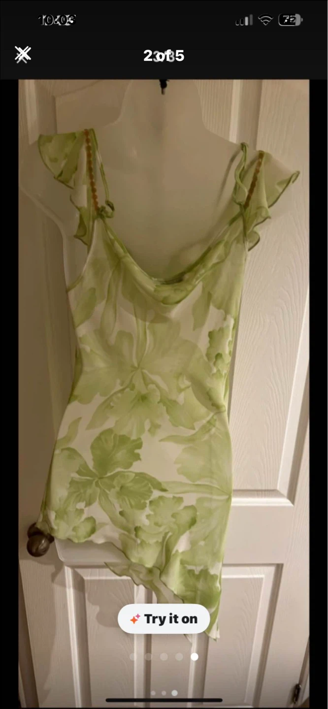 Vitrin Green Floral Print Sheer Mini Dress - photo 2
