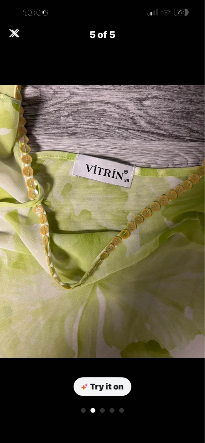 Vitrin Green Floral Print Sheer Mini Dress - photo 3