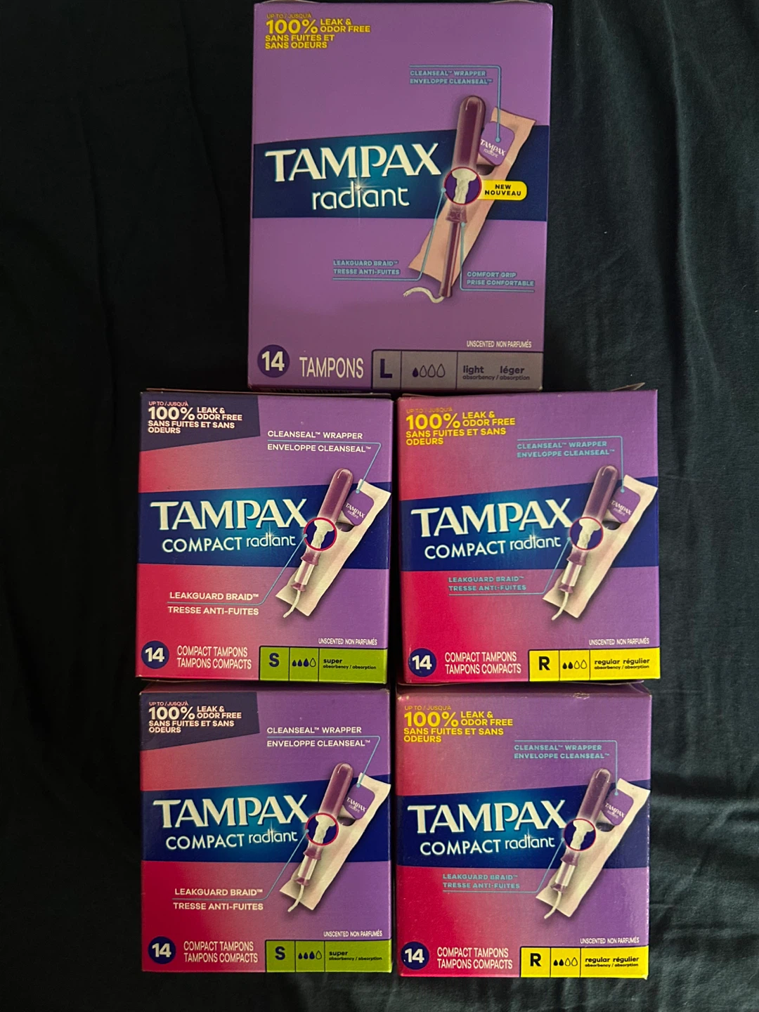 Tampax Radiant Tampons (L, S, R)