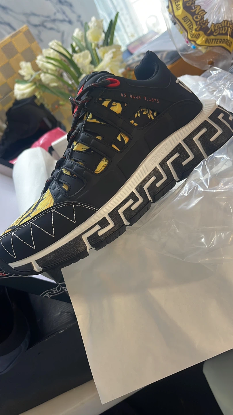Versace Medusa Chain Reaction Sneakers Black/Yellow Size 44M