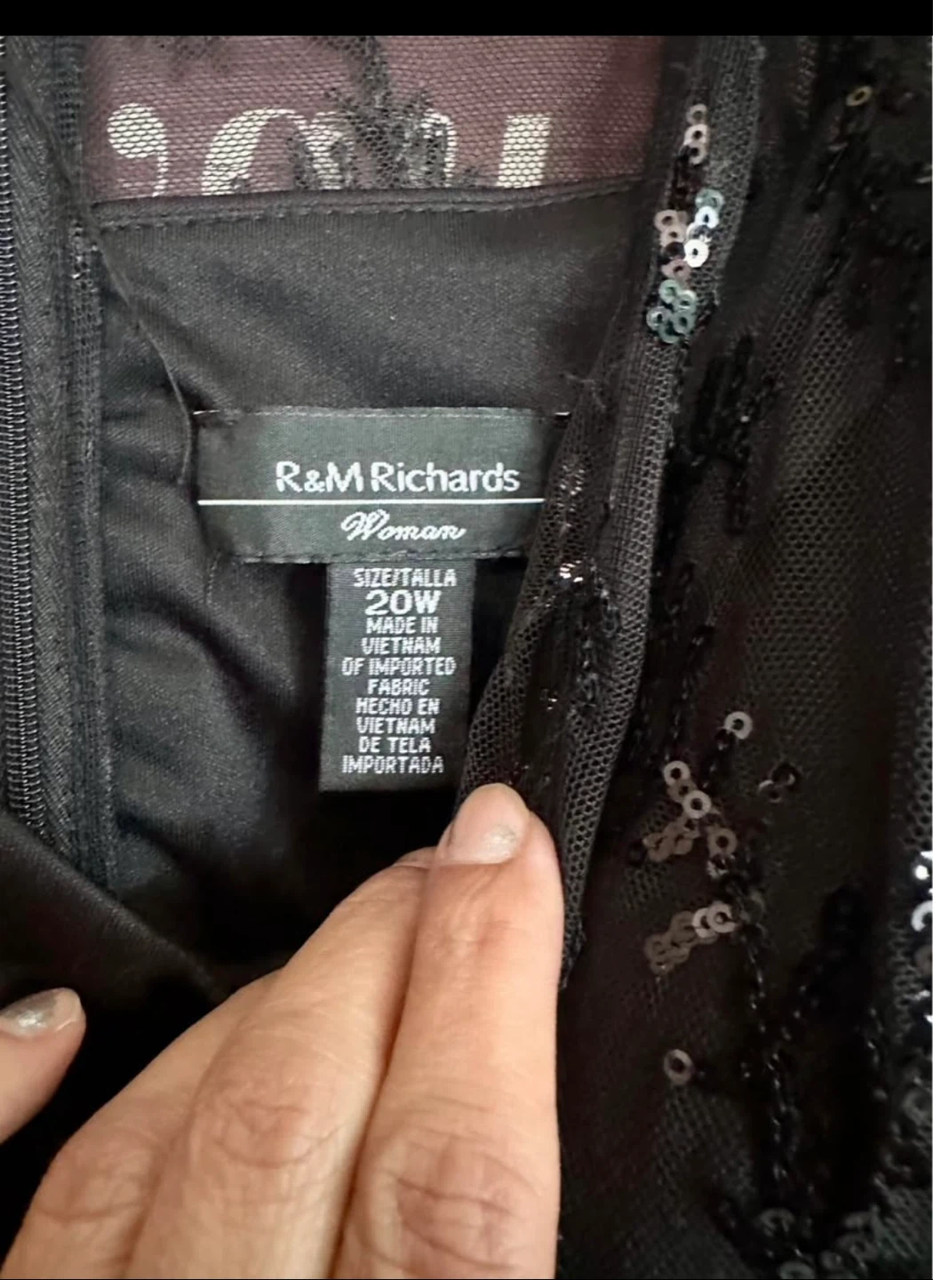 R&M Richards Woman Black Sequin Lace Gown Size 20W - photo 4
