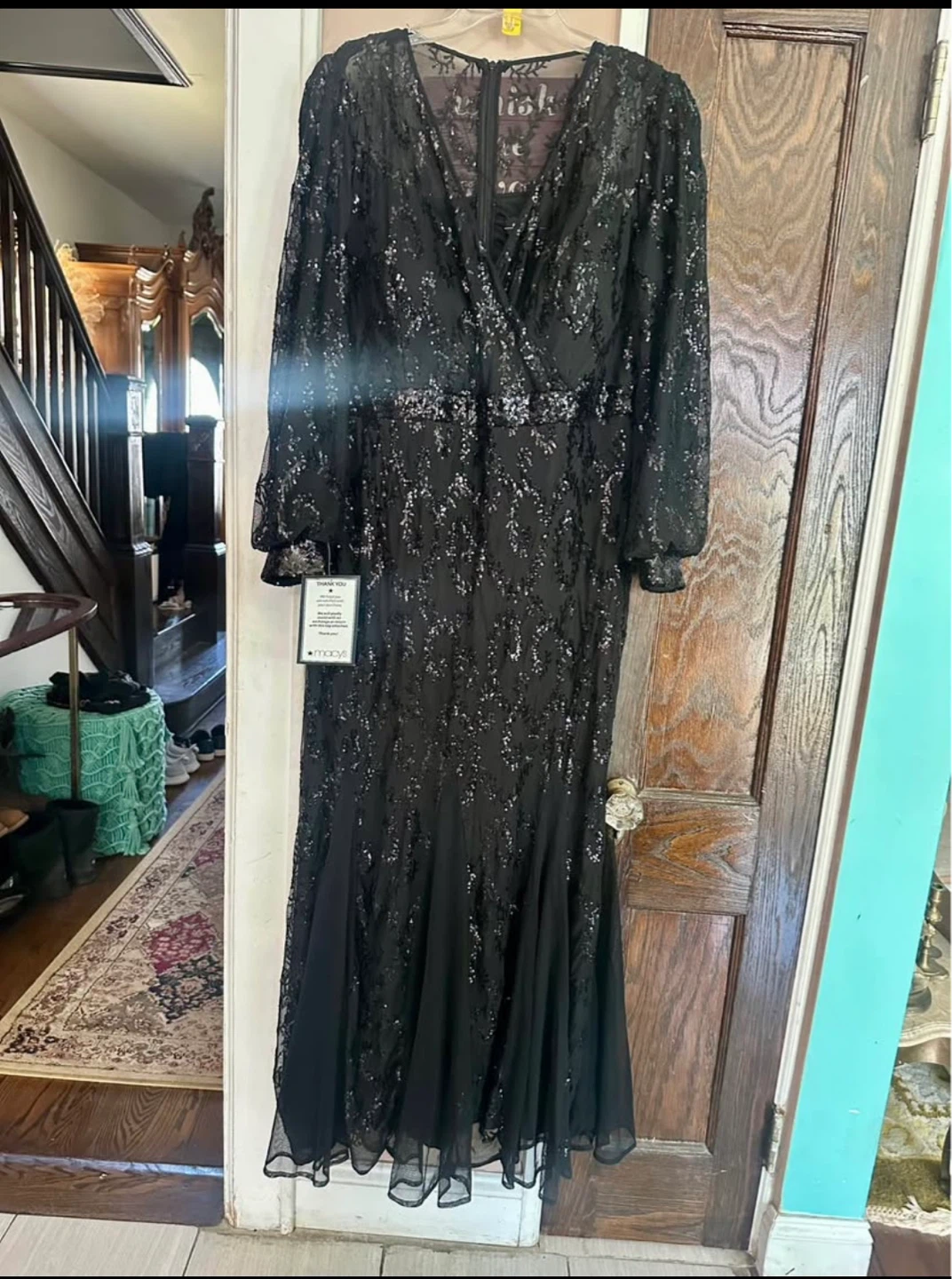 R&M Richards Woman Black Sequin Lace Gown Size 20W
