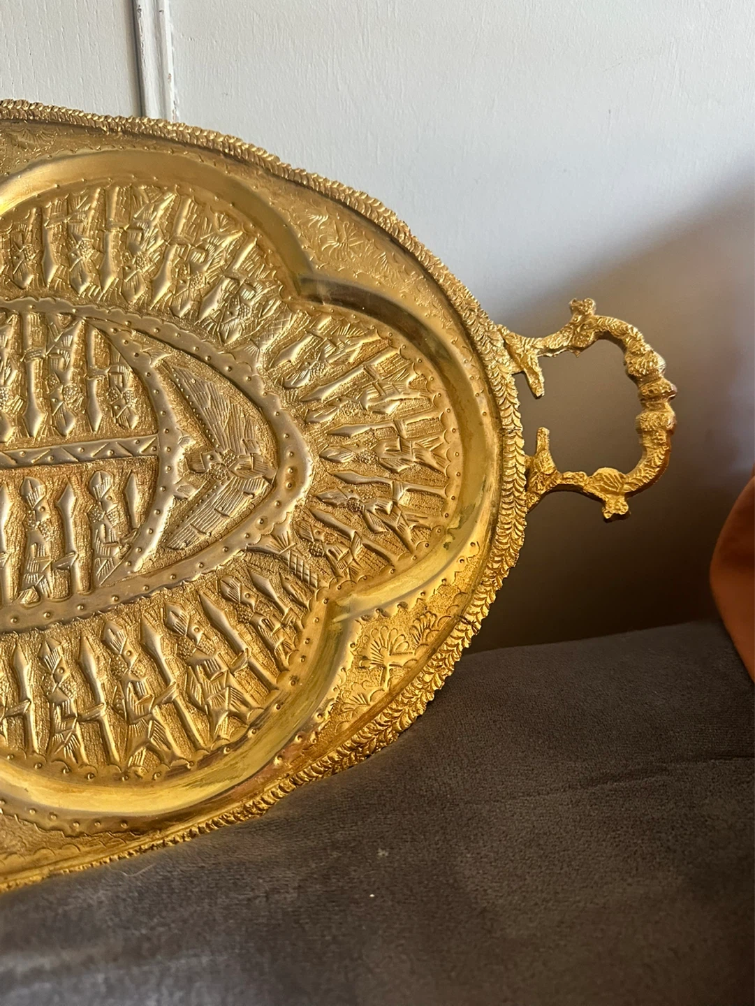 Vintage Persian Brass Serving Tray highly detailed - photo 4