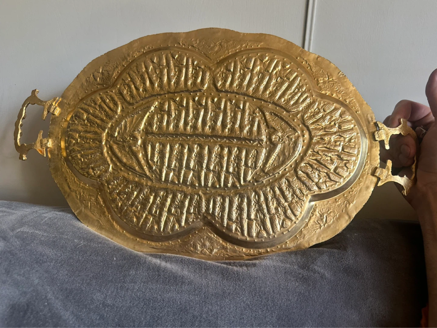 Vintage Persian Brass Serving Tray highly detailed - photo 5