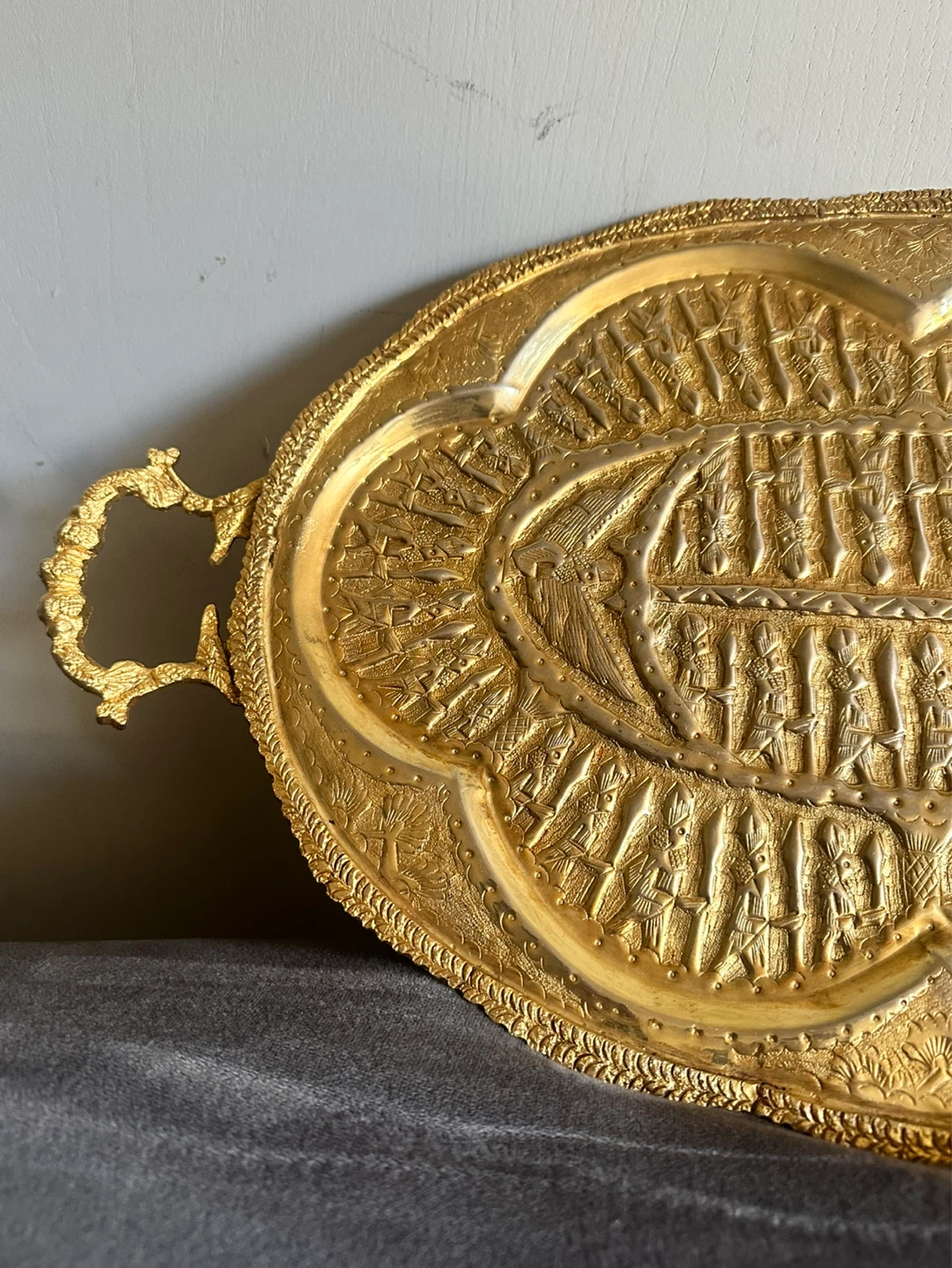Vintage Persian Brass Serving Tray highly detailed - photo 2