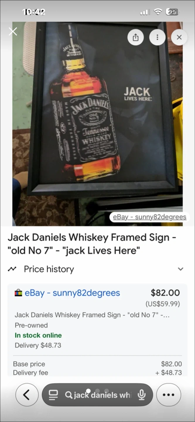Jack Daniels "Jack Lives Here" Framed Whiskey Sign - photo 3