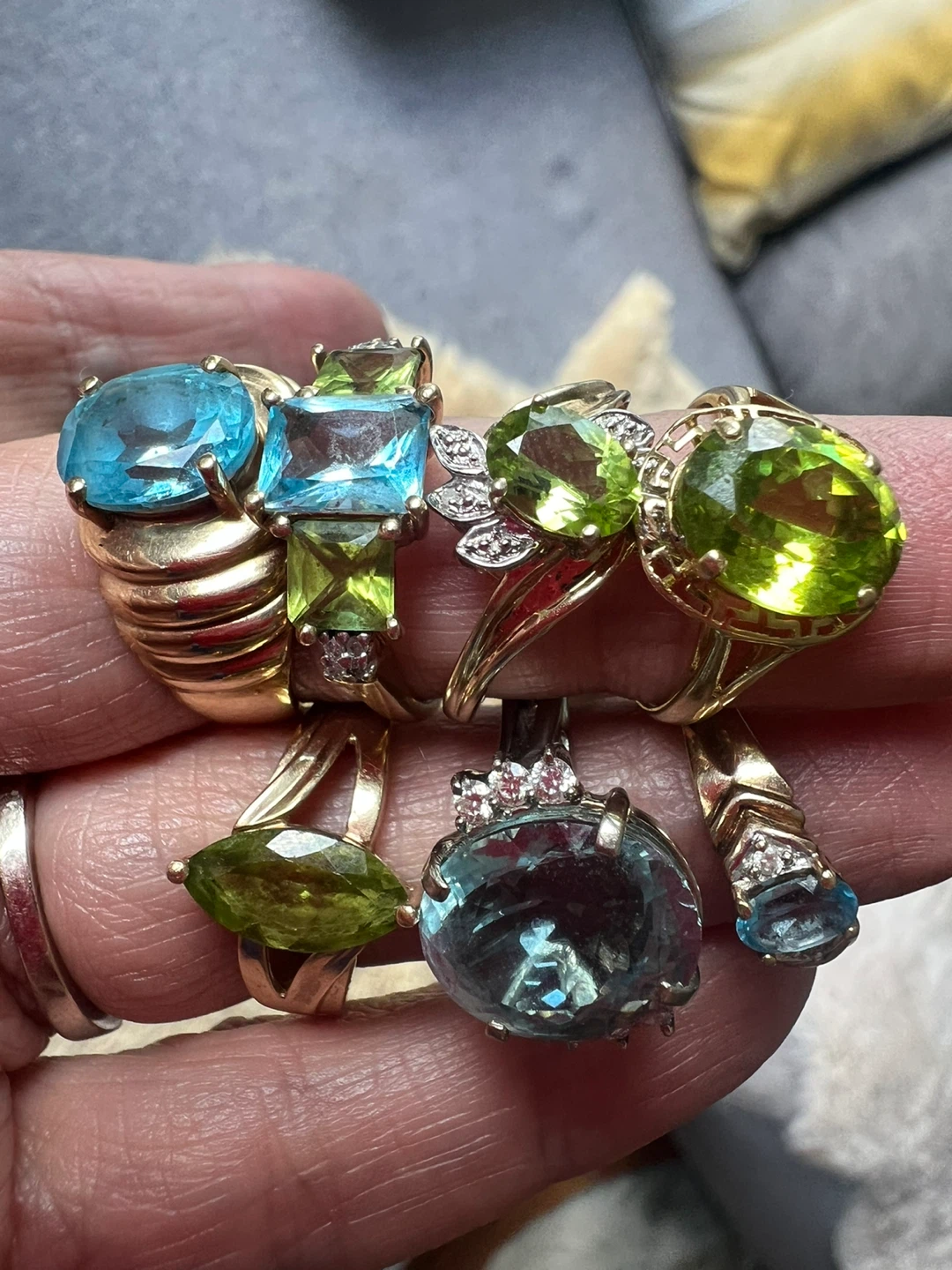 10k-14 k blue topaz and peridot rings - photo 3
