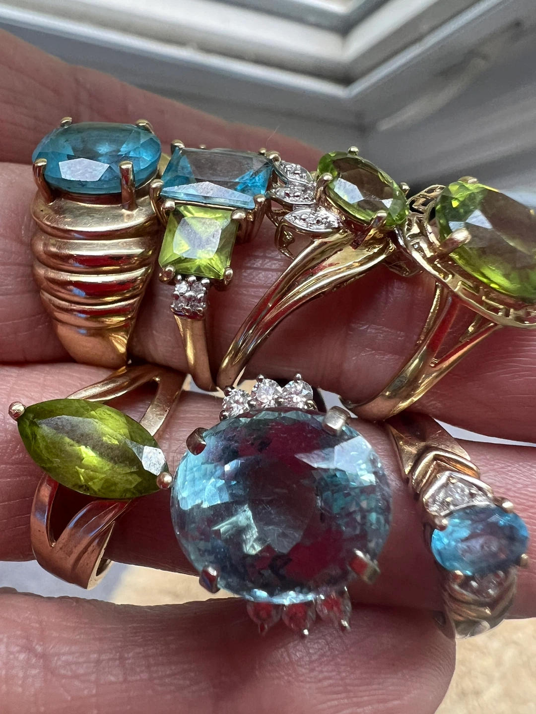 10k-14 k blue topaz and peridot rings - photo 4