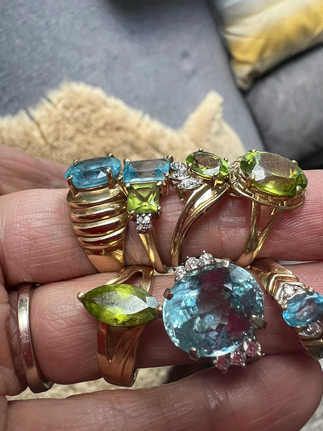 10k-14 k blue topaz and peridot rings - photo 2