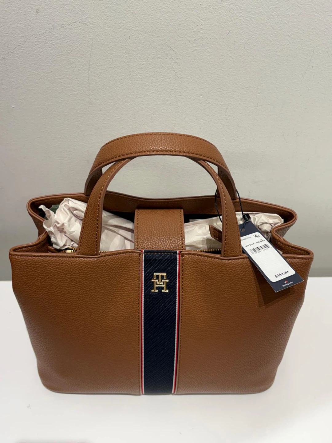 Tommy Hilfiger Brown Pebble Grain Tote Bag