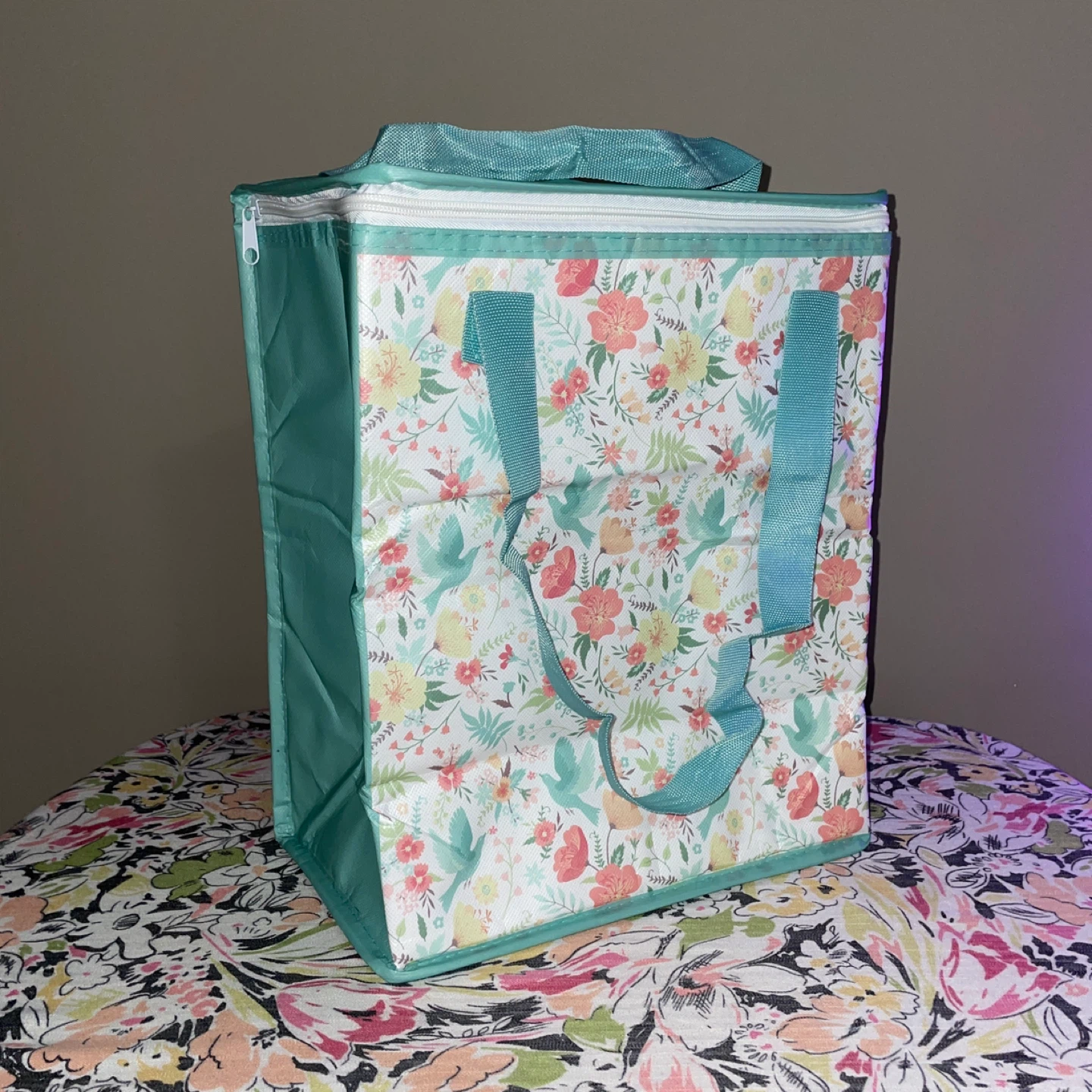 Custom Foldable Floral Insulated Tote Bag