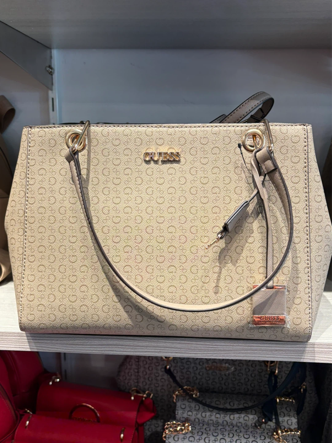 Guess Women's Beige Monogram Top-Handle Handbag - photo 3