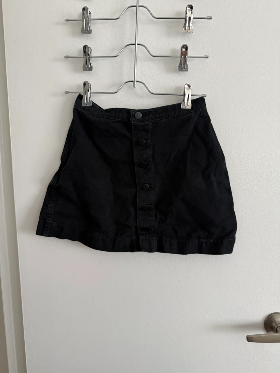 American Apparel Black Denim Mini Skirt