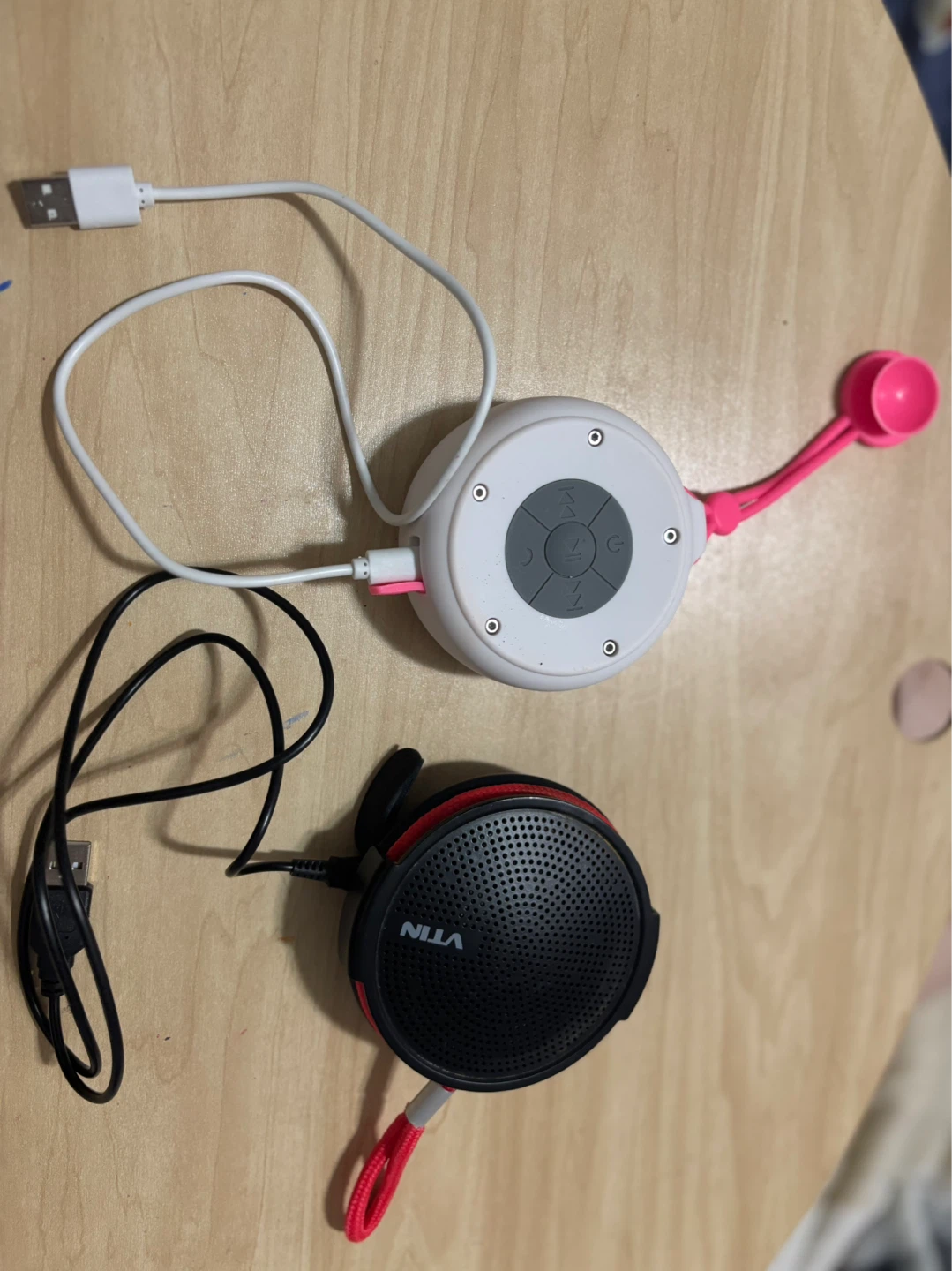 White & Black Portable Bluetooth Speakers with Charging Cables - photo 2
