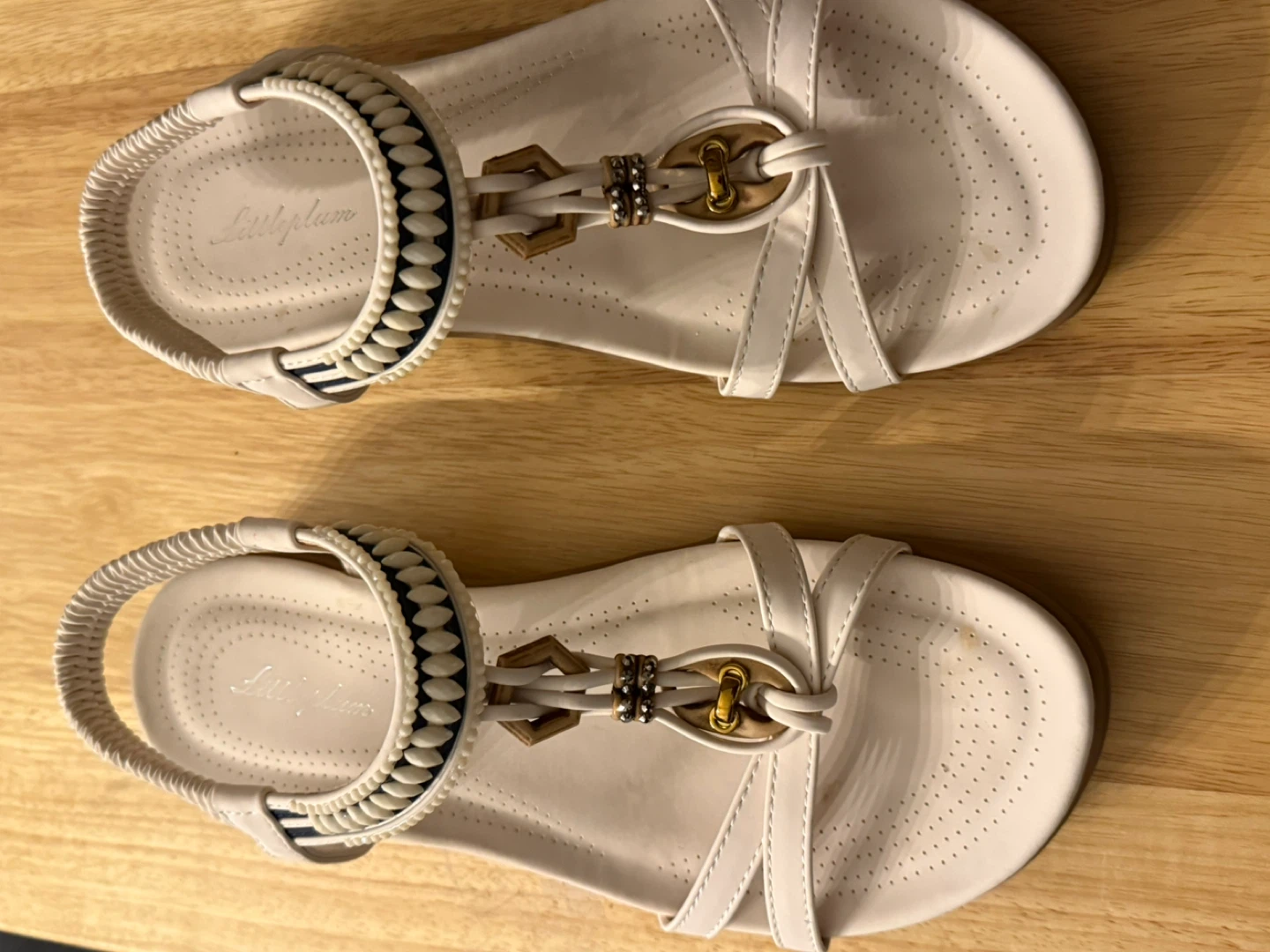 White Embellished Flat Sandals