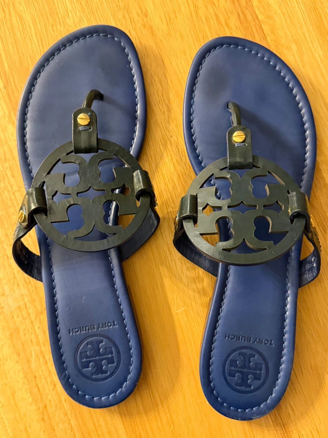 Navy Blue Leather Miller Sandals - photo 4