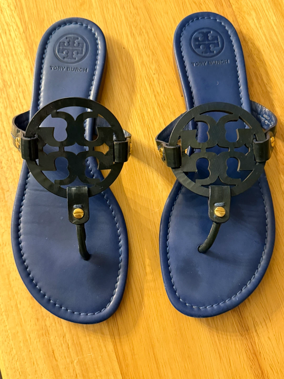 Navy Blue Leather Miller Sandals - photo 2