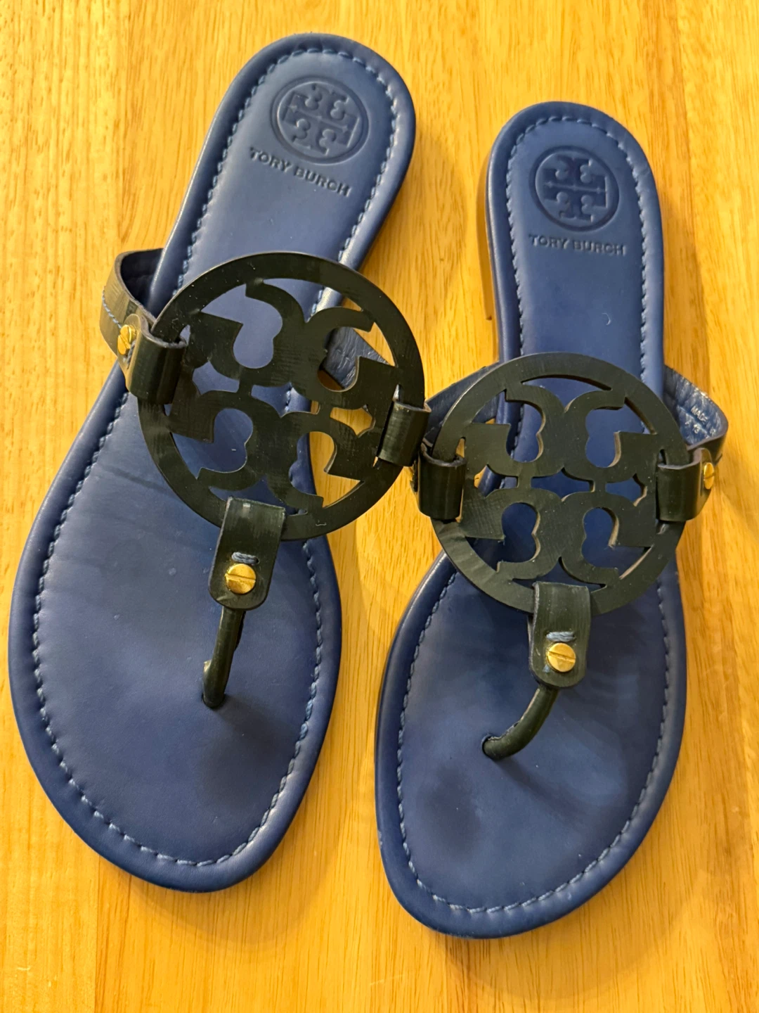 Navy Blue Leather Miller Sandals - photo 5