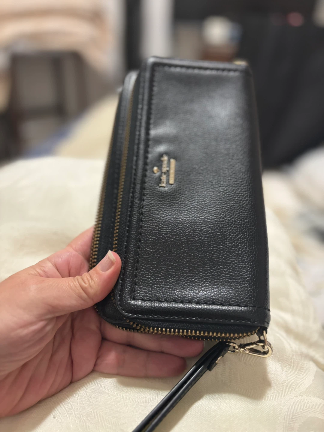 Kate Spade Black Leather Zip Around Wallet