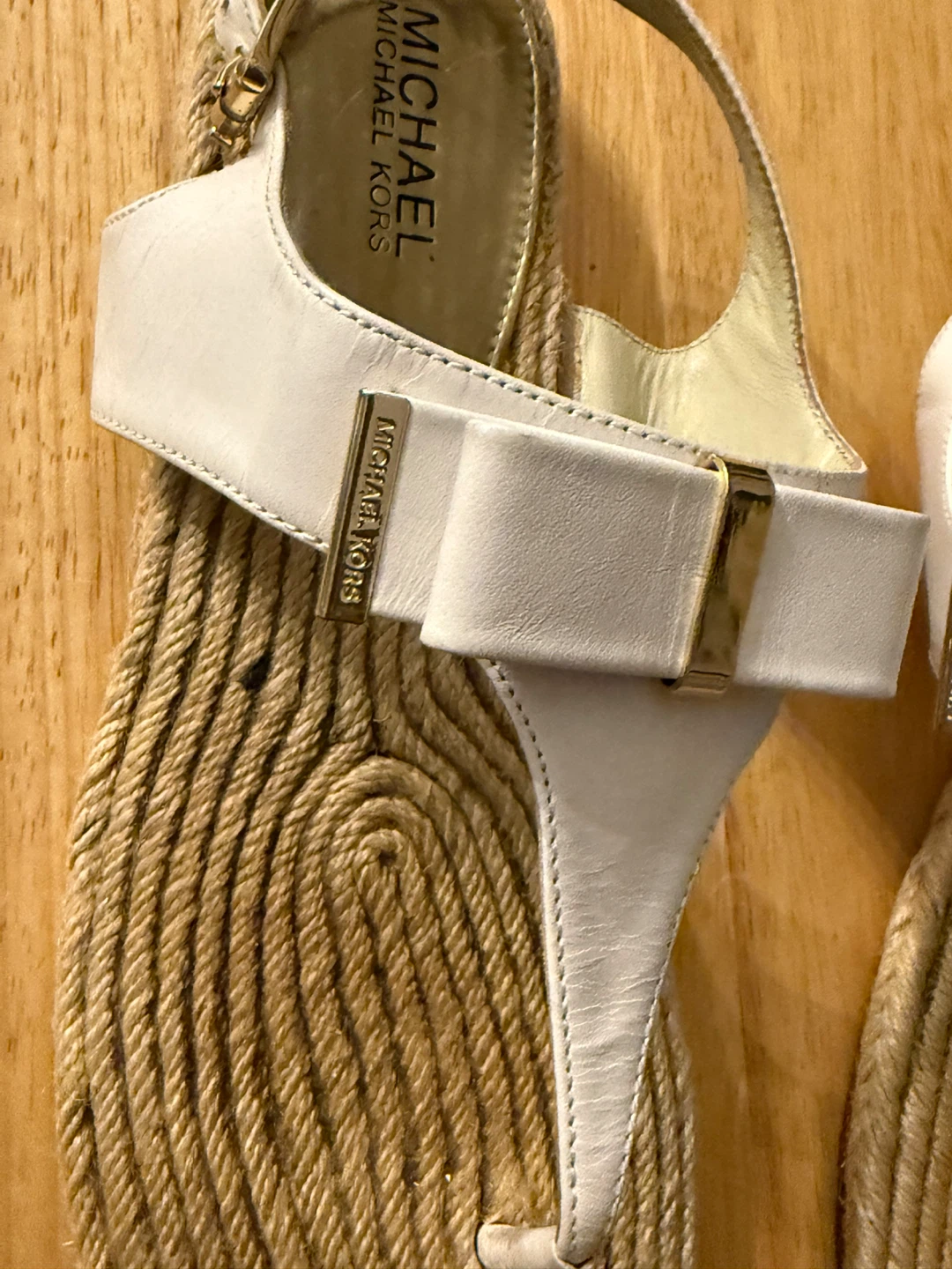 White Leather Bow Espadrille Sandals - photo 3